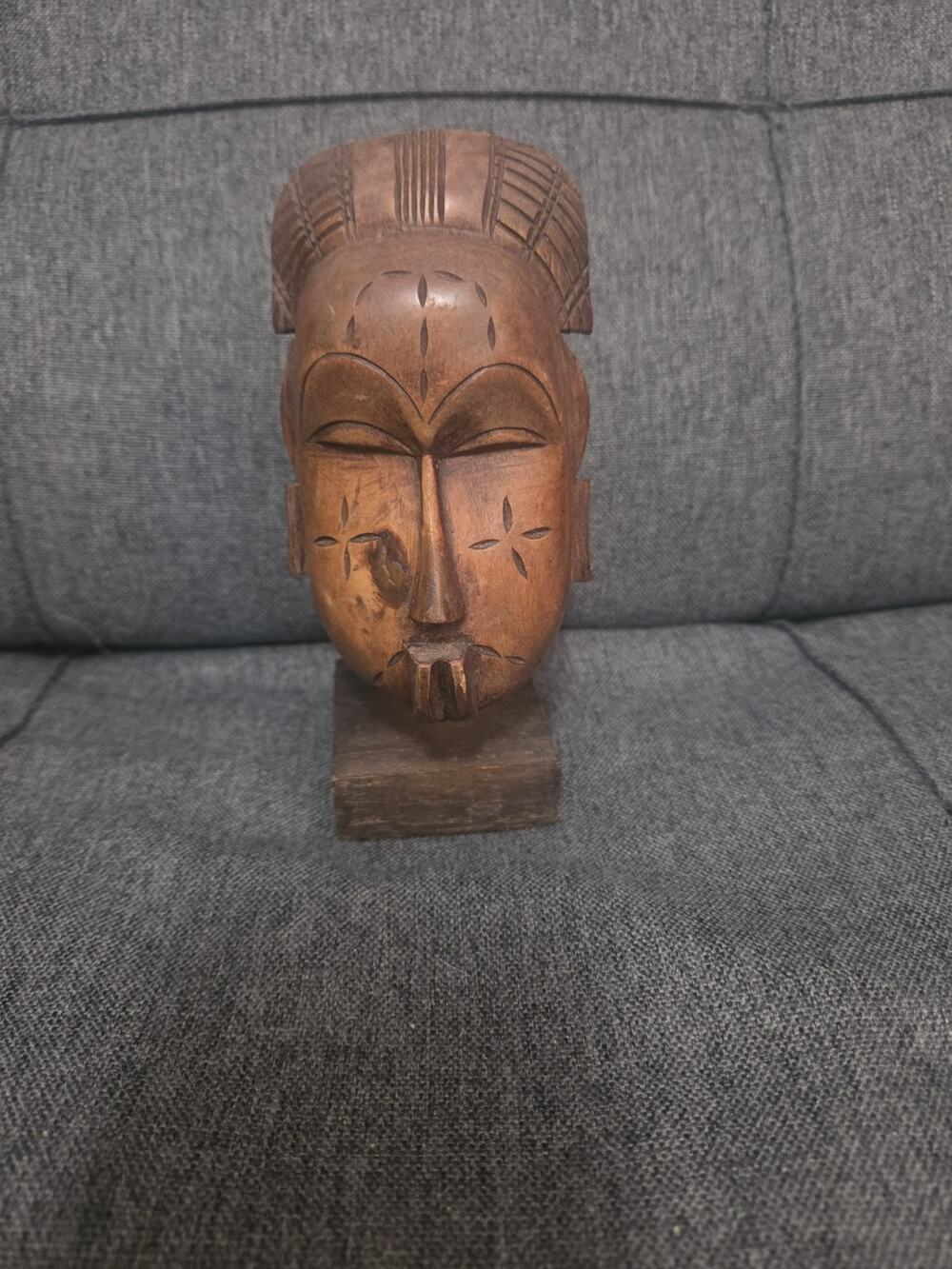 Vintage African Baule Mask Ivory Coast Ritual Object 6.5x2.75" Household Decor